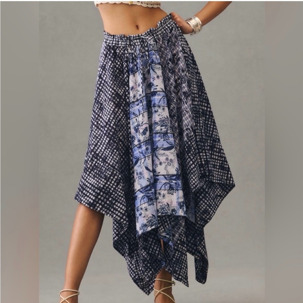 Anthropologie Pilcro Blue Asymmetrical Skirt